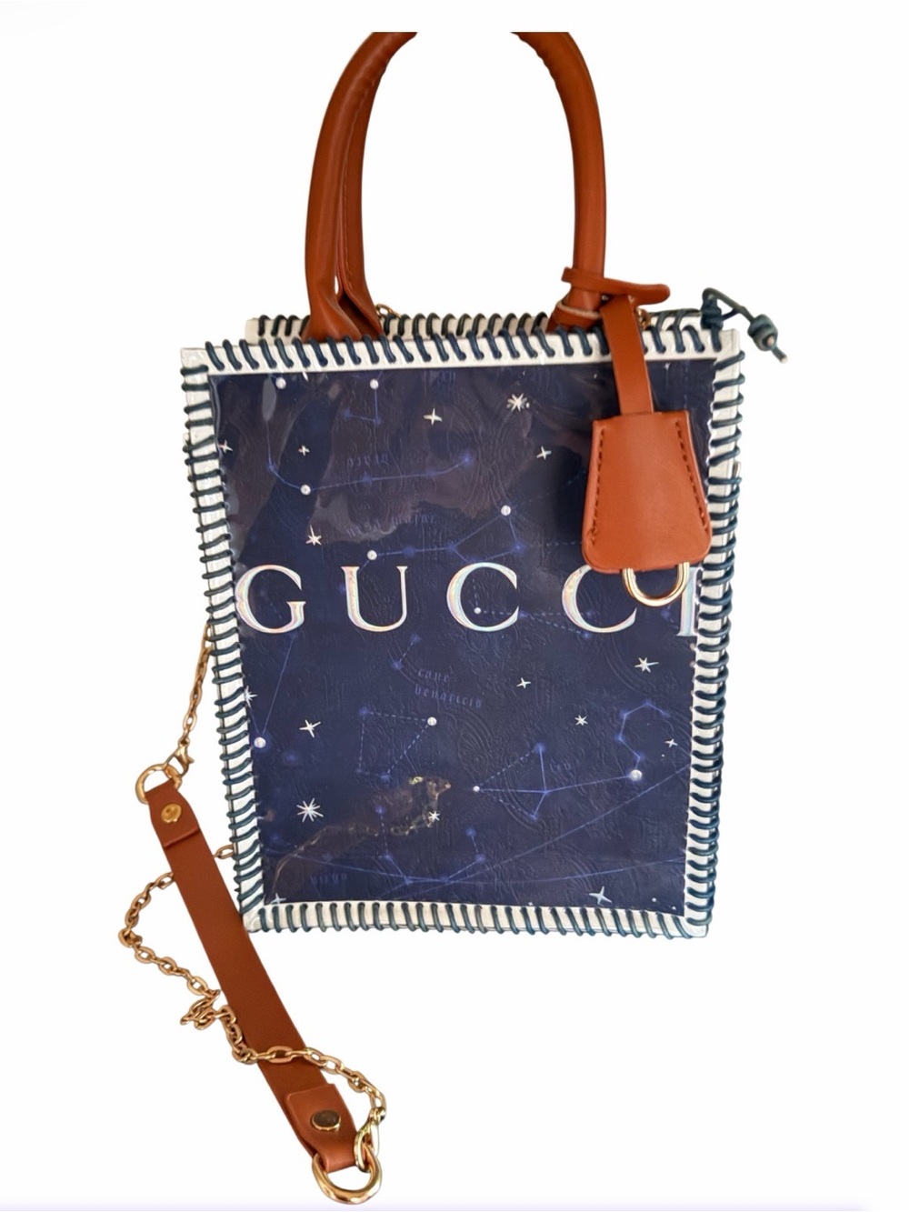 OOAK Upcycled Gucci Constellation Tote – Hand-Laced Celestial Bag - Picture 3 of 11